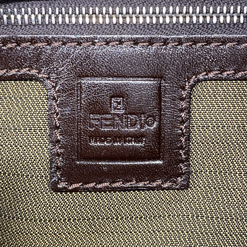 【5he5107-h】フェンディ ハンドバッグ ズッカ マンマバケット ナイロンキャンバス ブラウン シルバー金具【中古】レディース