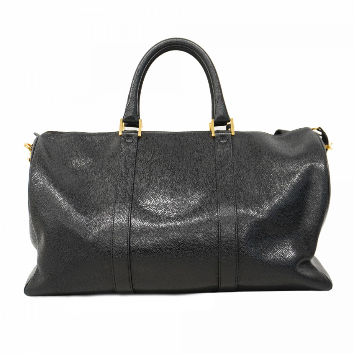 【5he5119-h】シャネル ボストンバッグ キャビアスキン ブラック ゴールド金具【中古】レディース
