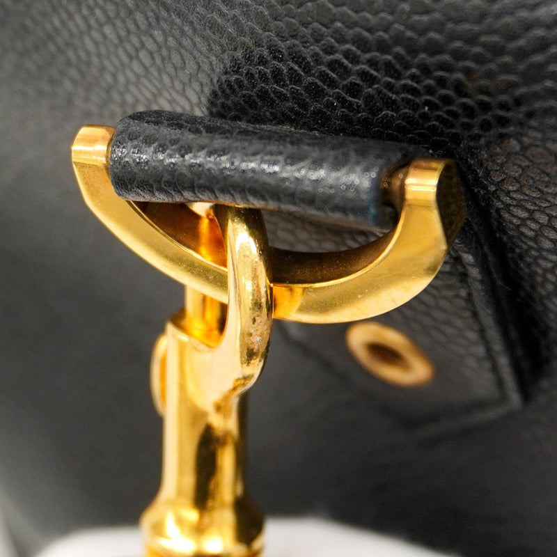 【5he5119-h】シャネル ボストンバッグ キャビアスキン ブラック ゴールド金具【中古】レディース