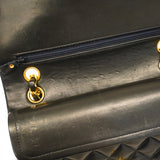 【5he5121-h】シャネル ショルダーバッグ マトラッセ Wフラップ Wチェーン ラムスキン ブラック ゴールド金具【中古】レディース