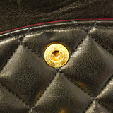 【5he5121-h】シャネル ショルダーバッグ マトラッセ Wフラップ Wチェーン ラムスキン ブラック ゴールド金具【中古】レディース