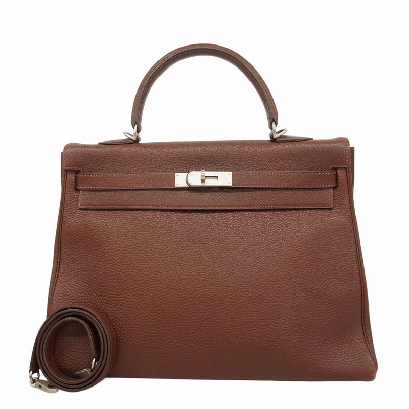 【5he5149-h】エルメス ハンドバッグ ケリー35 トゴ ルージュアッシュ シルバー金具 □D刻印【中古】レディース