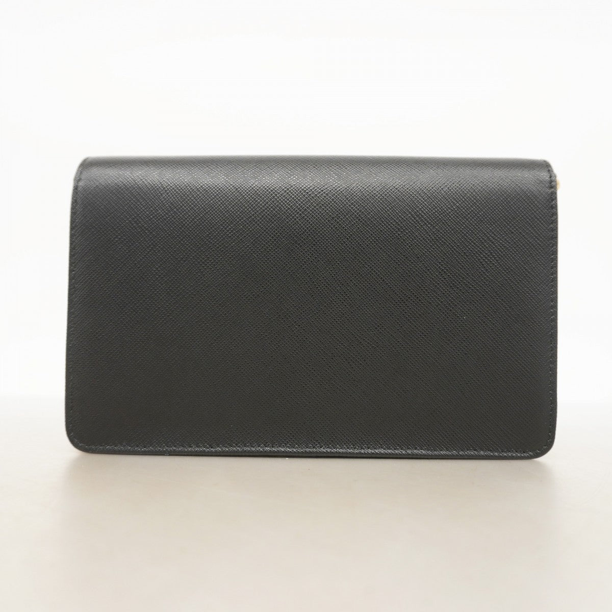 【5he5715】プラダ ショルダーウォレット サフィアーノ レザー ブラック ゴールド金具【中古】レディース
