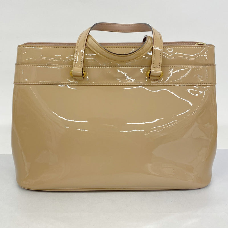 【5he5208-h】グッチ ハンドバッグ ホースビット 319795 エナメル ライトブラウン ゴールド金具【中古】レディース