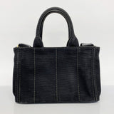 【5he5252-h】プラダ ハンドバッグ カナパ キャンバス ブラック ゴールド金具【中古】レディース