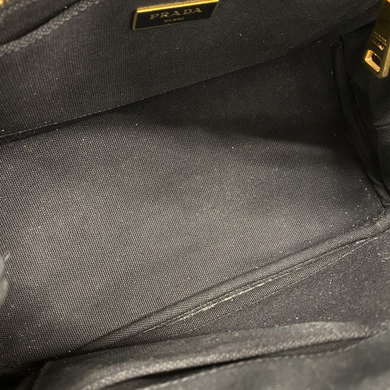 【5he5252-h】プラダ ハンドバッグ カナパ キャンバス ブラック ゴールド金具【中古】レディース