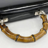 【5he5255-h】グッチ ブリーフケース バンブー 015 1046 3304 エナメル ブラック シルバー金具【中古】メンズ