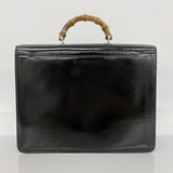 【5he5255-h】グッチ ブリーフケース バンブー 015 1046 3304 エナメル ブラック シルバー金具【中古】メンズ