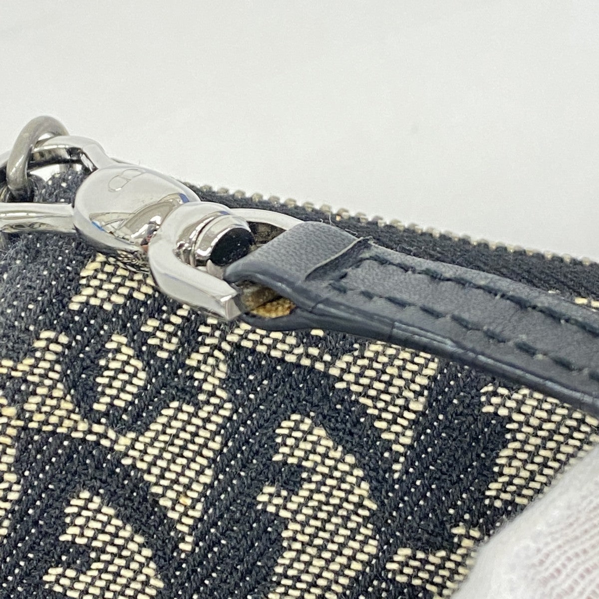 【5he5260-h】クリスチャンディオール ハンドバッグ トロッター サドルバッグ キャンバス ブラック シルバー金具【中古】レディース