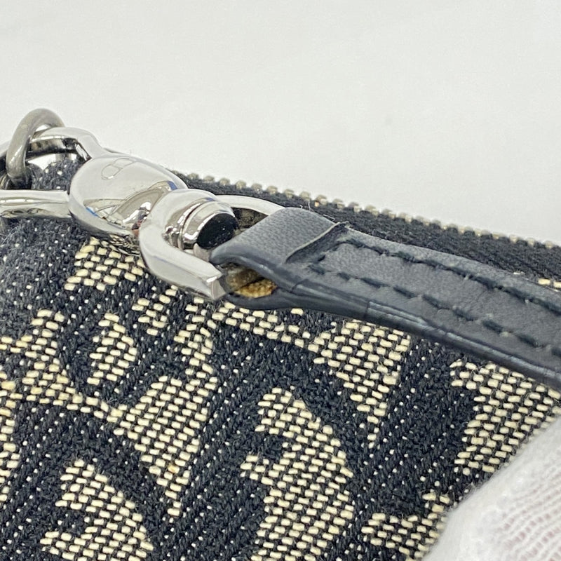 【5he5260-h】クリスチャンディオール ハンドバッグ トロッター サドルバッグ キャンバス ブラック シルバー金具【中古】レディース
