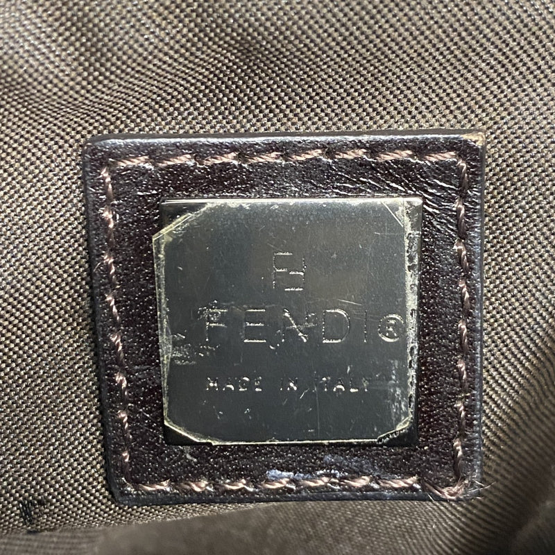 【5he5270-h】フェンディ ハンドバッグ ズッカ ナイロンキャンバス ブラウン シルバー金具【中古】レディース
