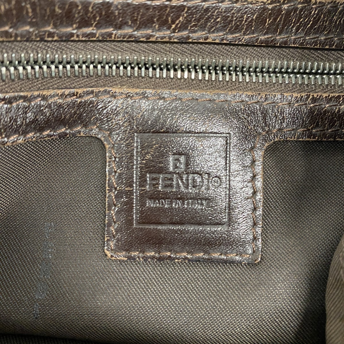 【5he5280-h】フェンディ ハンドバッグ ズッカ ナイロンキャンバス ブラウン シルバー金具【中古】レディース