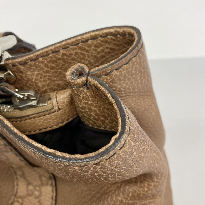 【5he5281-h】グッチ トートバッグ バンブー グッチシマ 232947 レザー ブラウン シルバー金具【中古】レディース