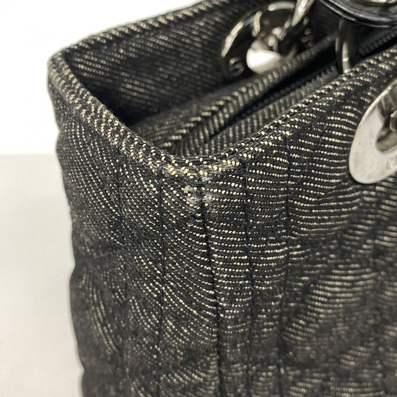 【5he5282-h】クリスチャンディオール ハンドバッグ カナージュ レディディオール デニム ブラック シルバー金具【中古】レディース
