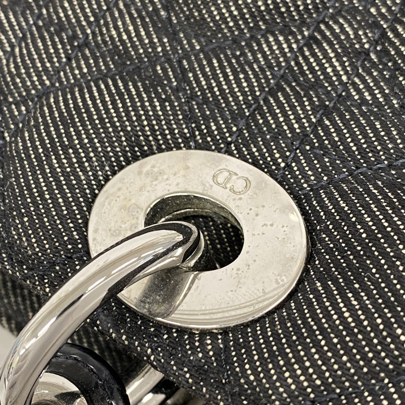 【5he5282-h】クリスチャンディオール ハンドバッグ カナージュ レディディオール デニム ブラック シルバー金具【中古】レディース