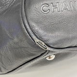 【5he5298-h】シャネル ハンドバッグ チョコバー ラムスキン ブラック シルバー金具【中古】レディース