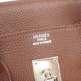 【5he5302-h】エルメス ハンドバッグ バーキン35 トゴ ブラウン シルバー金具【中古】レディース