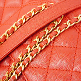 【5he5327-h】シャネル ハンドバッグ マトラッセ チェーンショルダー キャビアスキン レッド ゴールド金具【中古】レディース