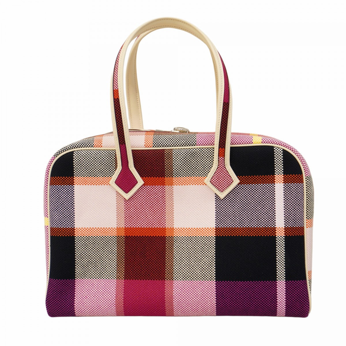 【5he5329-h】エルメス ハンドバッグ ヴィクトリア3 35 キャンバス マルチカラー シルバー金具 B刻印【中古】レディース