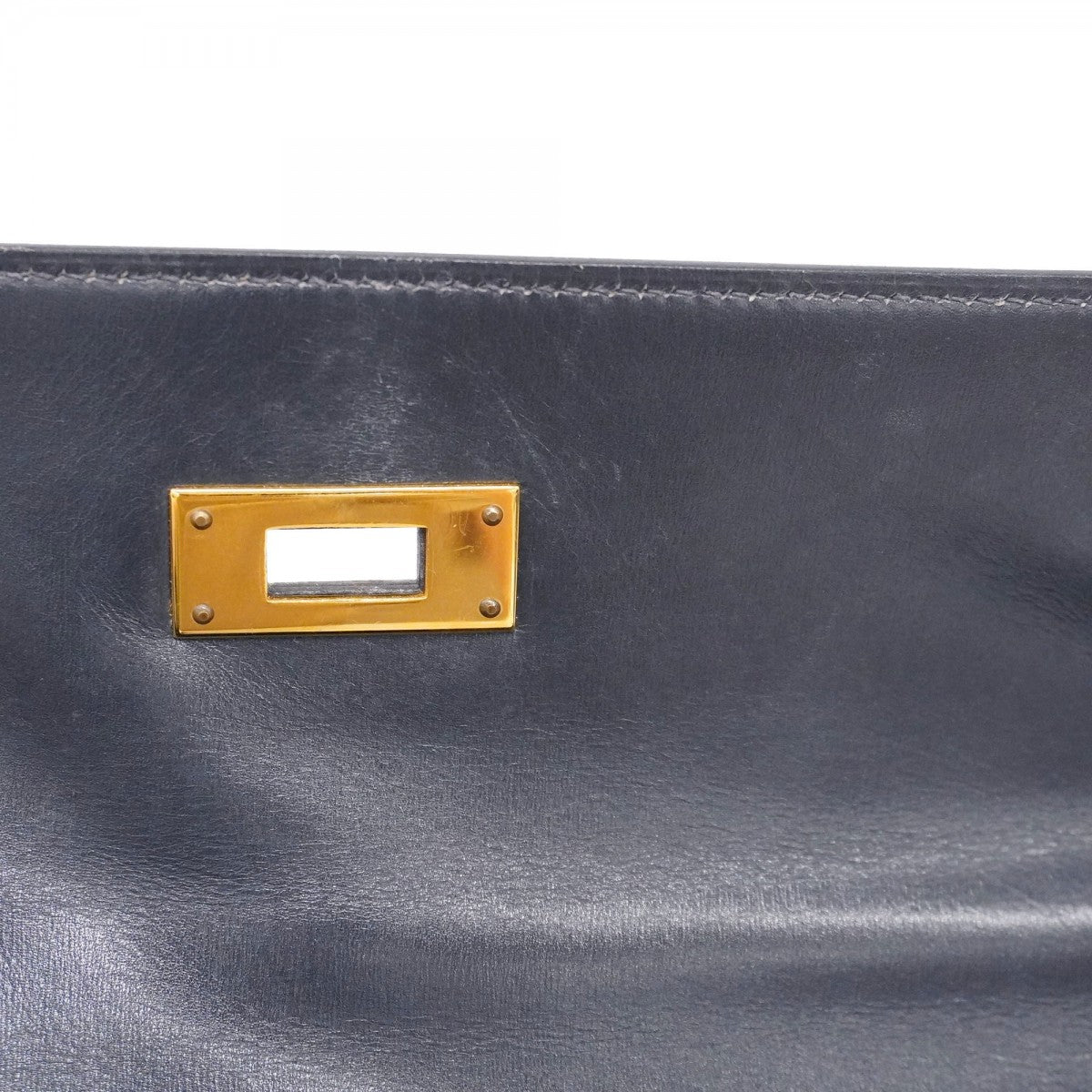 【5he5342-h】エルメス ハンドバッグ ケリー28 ボックスカーフ ネイビー ゴールド金具 ○O刻印【中古】レディース