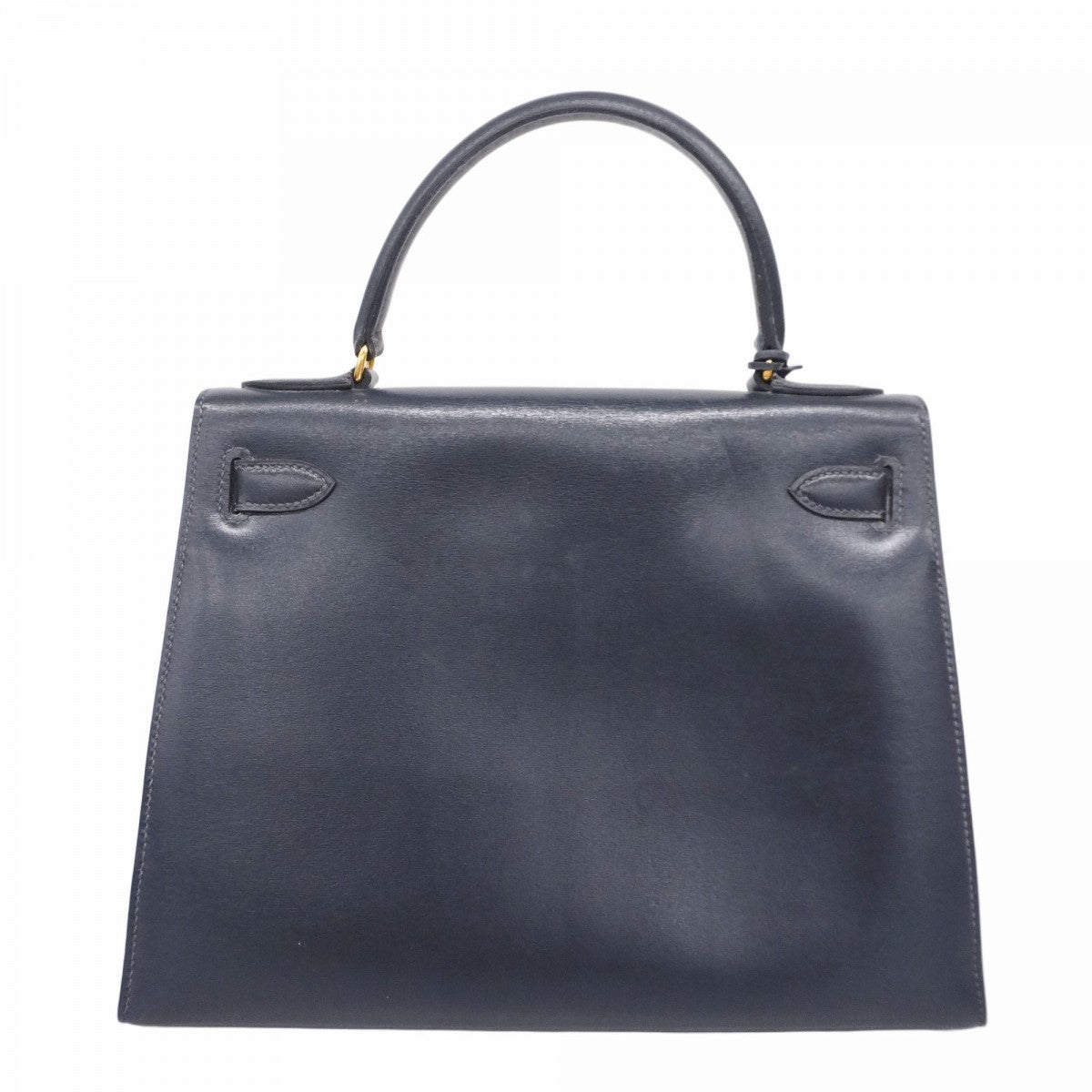 【5he5342-h】エルメス ハンドバッグ ケリー28 ボックスカーフ ネイビー ゴールド金具 ○O刻印【中古】レディース