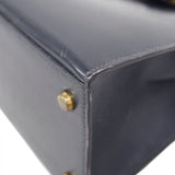 【5he5342-h】エルメス ハンドバッグ ケリー28 ボックスカーフ ネイビー ゴールド金具 ○O刻印【中古】レディース