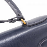 【5he5342-h】エルメス ハンドバッグ ケリー28 ボックスカーフ ネイビー ゴールド金具 ○O刻印【中古】レディース