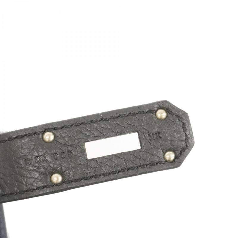 【5he5344-h】エルメス ハンドバッグ オータクロア40 トゴ ブラック ブルーニュイ シルバー金具 C刻印【中古】メンズ