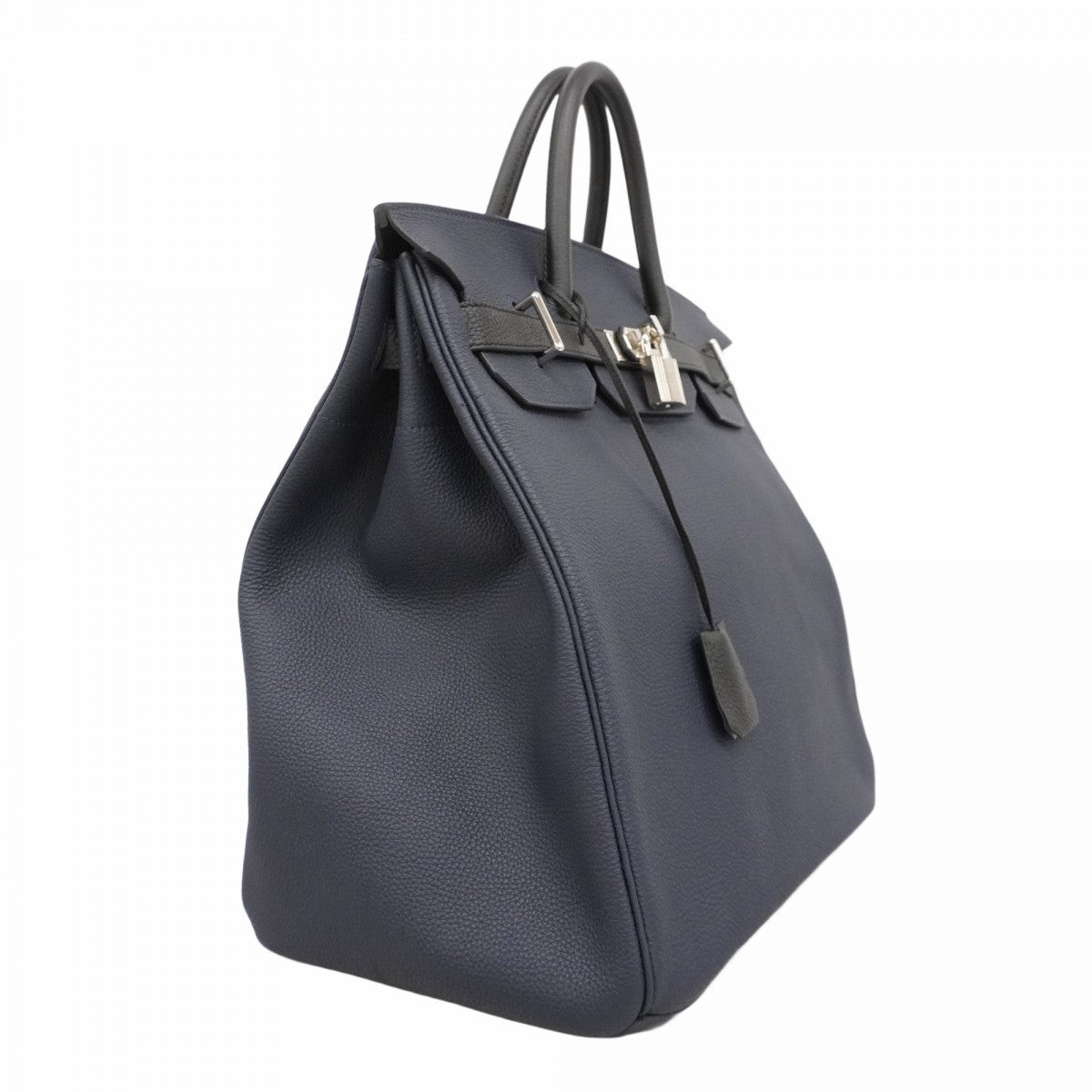 【5he5344-h】エルメス ハンドバッグ オータクロア40 トゴ ブラック ブルーニュイ シルバー金具 C刻印【中古】メンズ