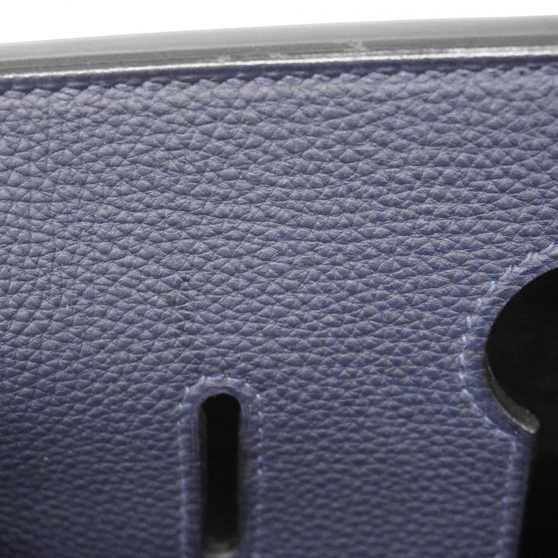 【5he5344-h】エルメス ハンドバッグ オータクロア40 トゴ ブラック ブルーニュイ シルバー金具 C刻印【中古】メンズ