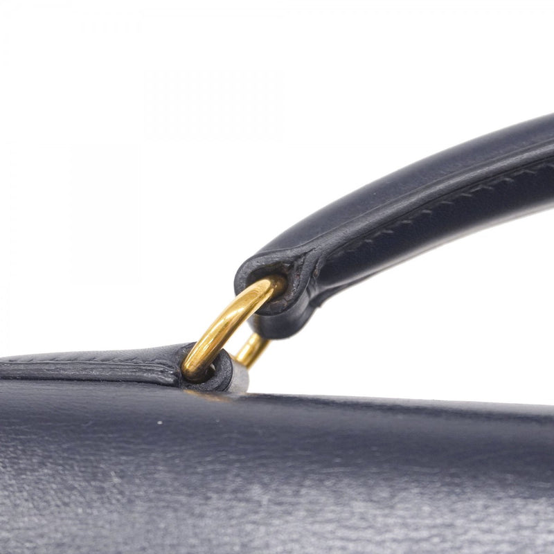 【5he5345-h】エルメス リュック・デイパック ケリーアドGM ボックスカーフ ネイビー ゴールド金具 □C刻印【中古】レディース