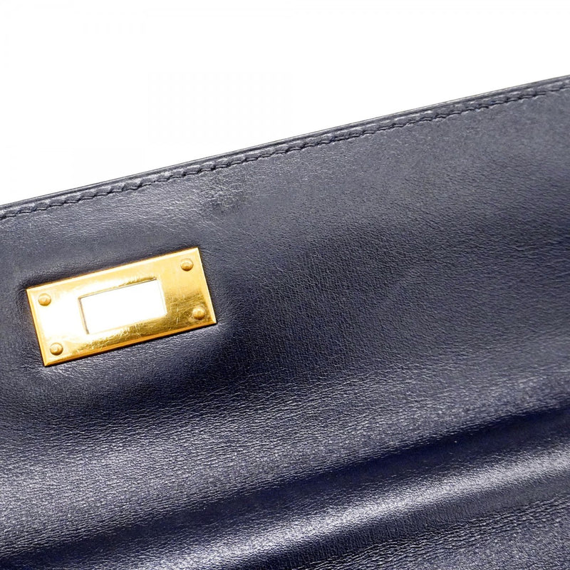 【5he5345-h】エルメス リュック・デイパック ケリーアドGM ボックスカーフ ネイビー ゴールド金具 □C刻印【中古】レディース