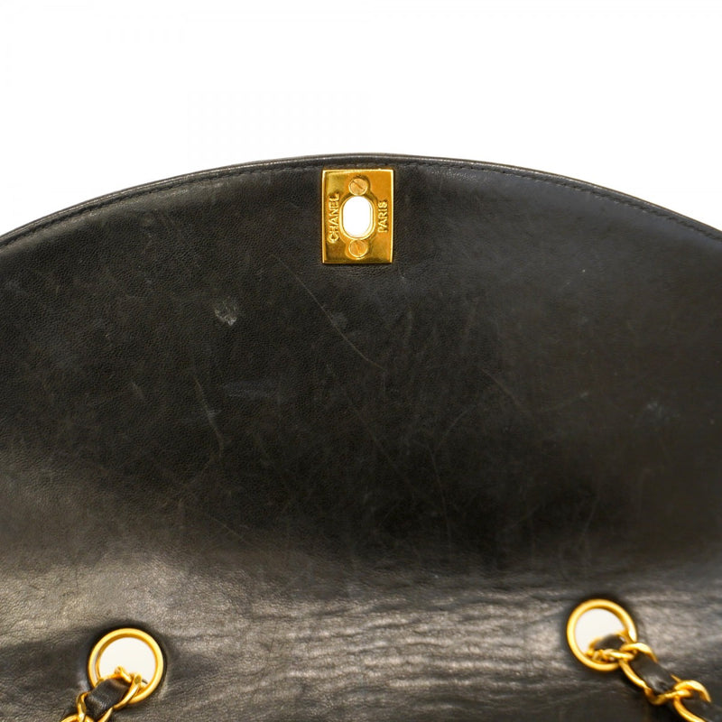 【5he5351-h】シャネル ショルダーバッグ ダイアナ チェーンショルダー ラムスキン ブラック ゴールド金具【中古】レディース