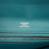 【5he5364-e】エルメス ハンドバッグ ヴァンキャトル35 トゴ ヴェールボスフォール ゴールド/シルバー金具 D刻印【中古】レディース
