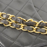 【5he5367-e】シャネル ショルダーバッグ マトラッセ Wフラップ Wチェーン ラムスキン ブラック ゴールド金具【中古】レディース