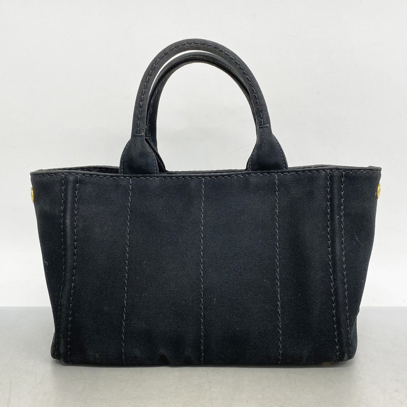 【5he5392-h】プラダ トートバッグ カナパ キャンバス ブラック ゴールド金具【中古】レディース