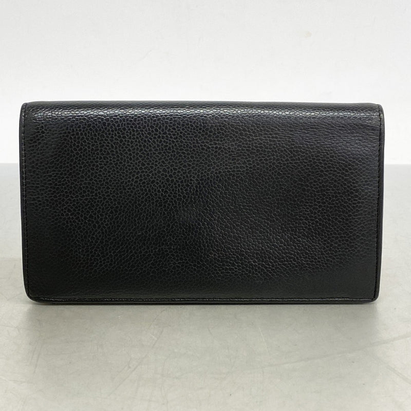 【5he5414-h】シャネル 長財布 キャビアスキン ブラック シルバー金具【中古】レディース