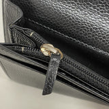 【5he5414-h】シャネル 長財布 キャビアスキン ブラック シルバー金具【中古】レディース