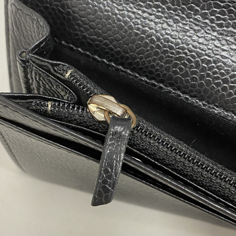 【5he5414-h】シャネル 長財布 キャビアスキン ブラック シルバー金具【中古】レディース