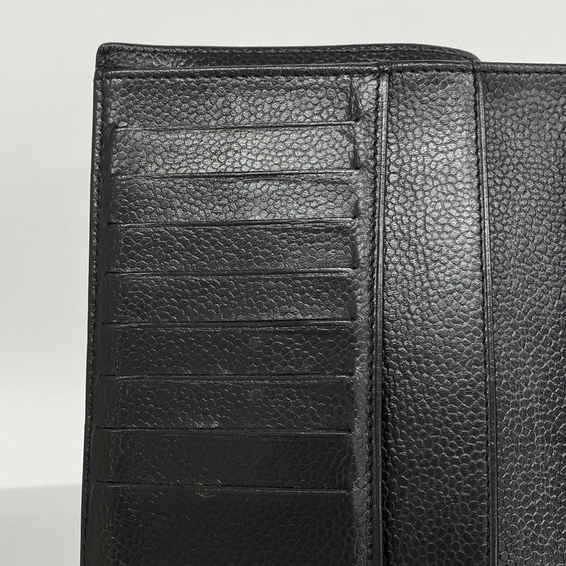 【5he5414-h】シャネル 長財布 キャビアスキン ブラック シルバー金具【中古】レディース