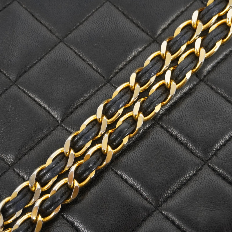 【5he5427-h】シャネル ショルダーバッグ マトラッセ チェーンショルダー ラムスキン ブラック ゴールド金具【中古】レディース