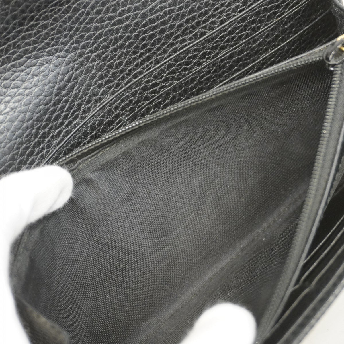 【5he5429-h】グッチ 長財布 GGマーモント 456116 レザー ブラック ゴールド金具【中古】レディース