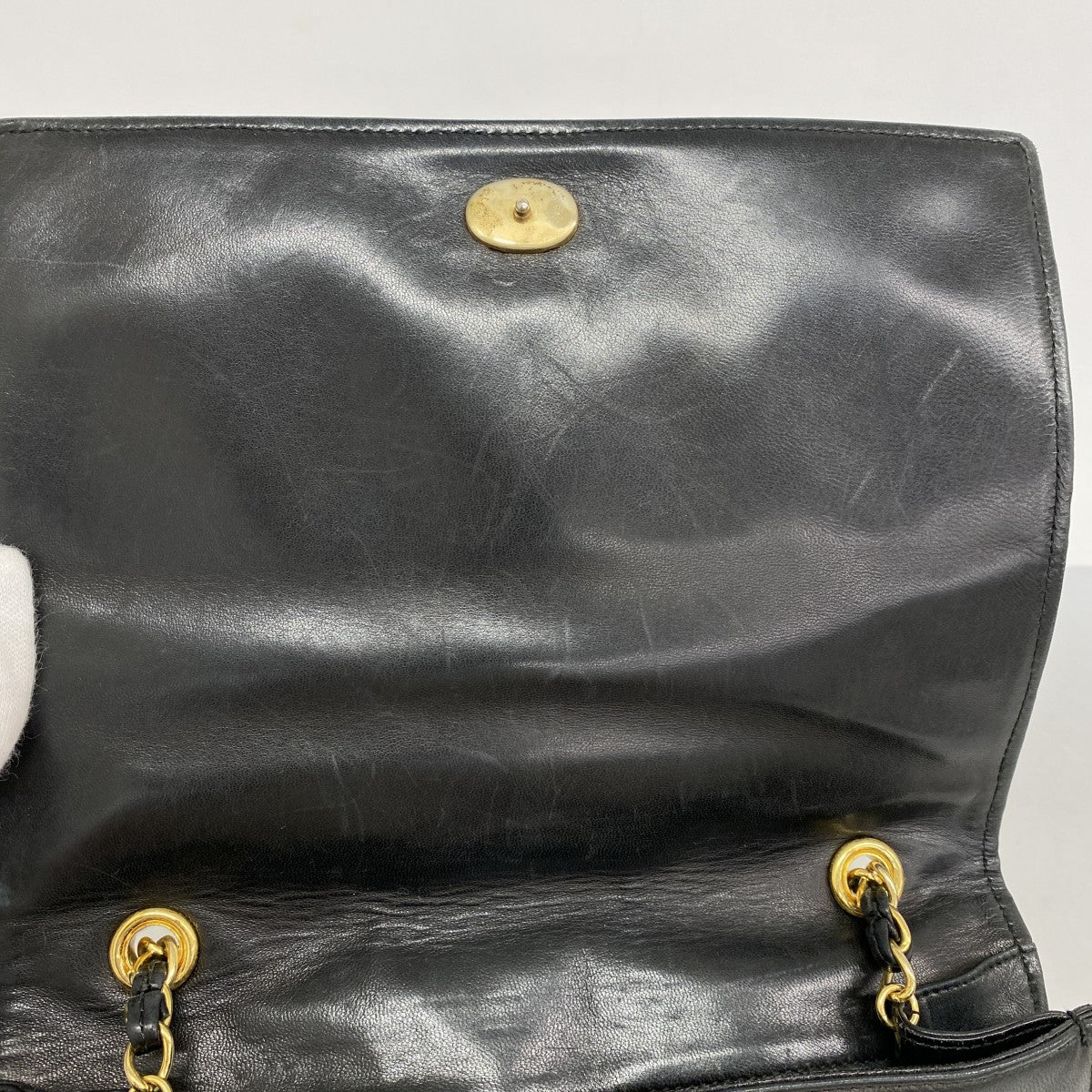 【5he5449-h】シャネル ショルダーバッグ マトラッセ チェーンショルダー ラムスキン ブラック ゴールド金具【中古】レディース