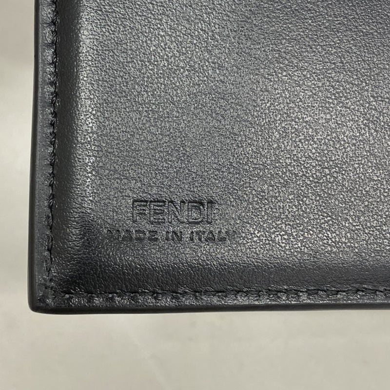 【5he5477-h】フェンディ 三つ折り財布 FFダイヤモンド レザー ブラック ゴールド金具【中古】レディース