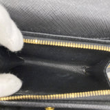 【5he5505-h】プラダ 三つ折り財布 サフィアーノ レザー ブラック ゴールド金具【中古】レディース