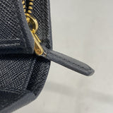 【5he5505-h】プラダ 三つ折り財布 サフィアーノ レザー ブラック ゴールド金具【中古】レディース