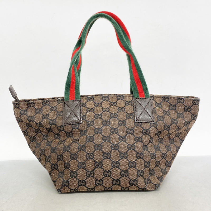 【5he5528-h】グッチ ハンドバッグ GGキャンバス/シェリーライン 374433 キャンバス ブラック ブラウン シルバー金具【中古】レディース