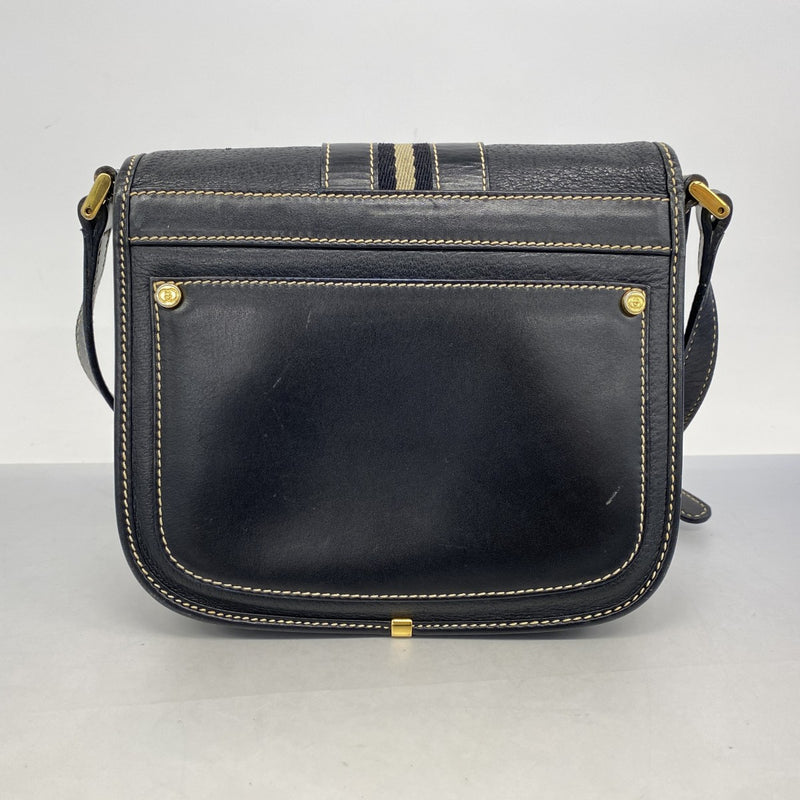 【5he5565-h】グッチ ショルダーバッグ 007 261 0715 レザー ブラック ゴールド金具【中古】レディース