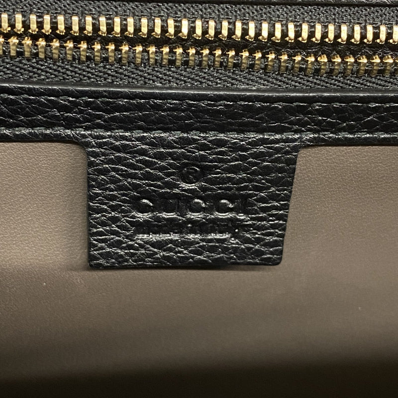 【5he5577-b-h】グッチ ショルダーバッグ バンブー 387611 レザー ブラック シャンパンゴールド金具【中古】レディース