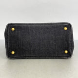 【5he5587-h】プラダ トートバッグ カナパ デニム ブラック ゴールド金具【中古】レディース
